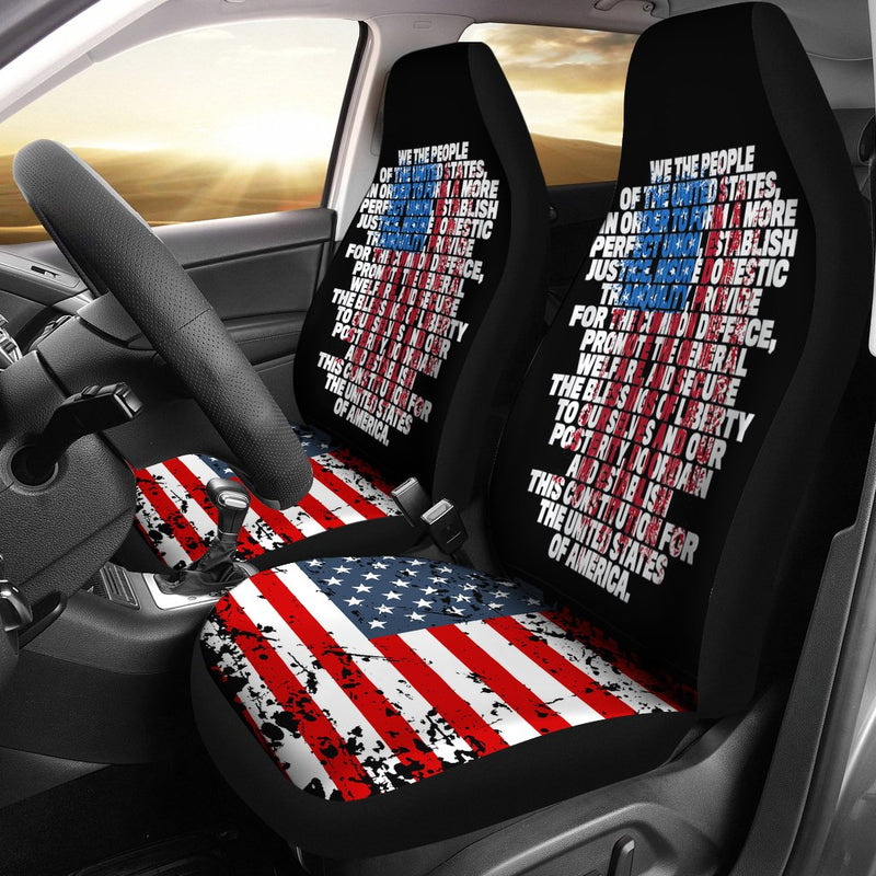 Best Us Constitution We The People With Vintage Flag Premium Custom Car Seat Covers Decor Protector Nearkii