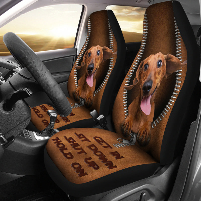 Get In Sit Down Shut Up Hold On Dachshun Premium Custom Car Seat Covers Decor Protectors Nearkii