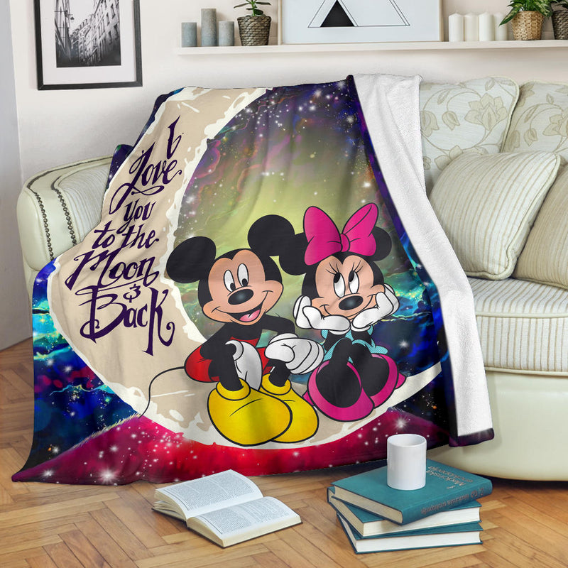 Mouse Couple Love You To The Moon Galaxy Premium Blanket Nearkii