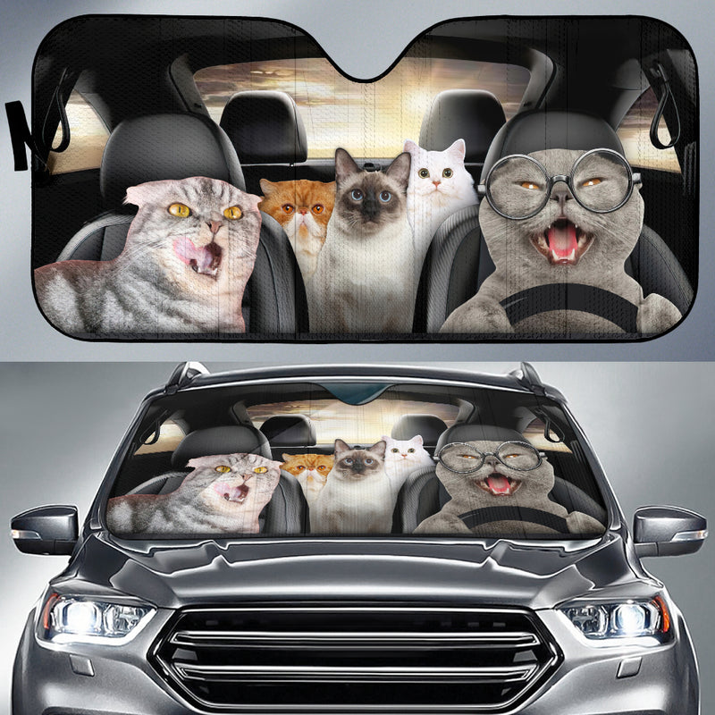 Funny Cat Driving Car Auto Sunshades Nearkii