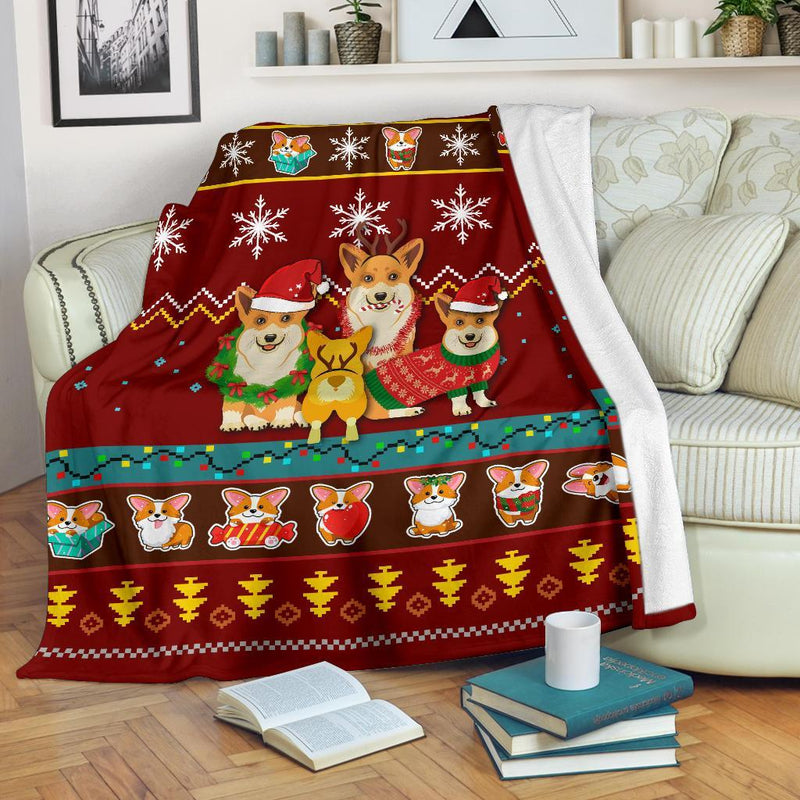 Red Corgi Christmas Blanket Amazing Gift Idea Nearkii