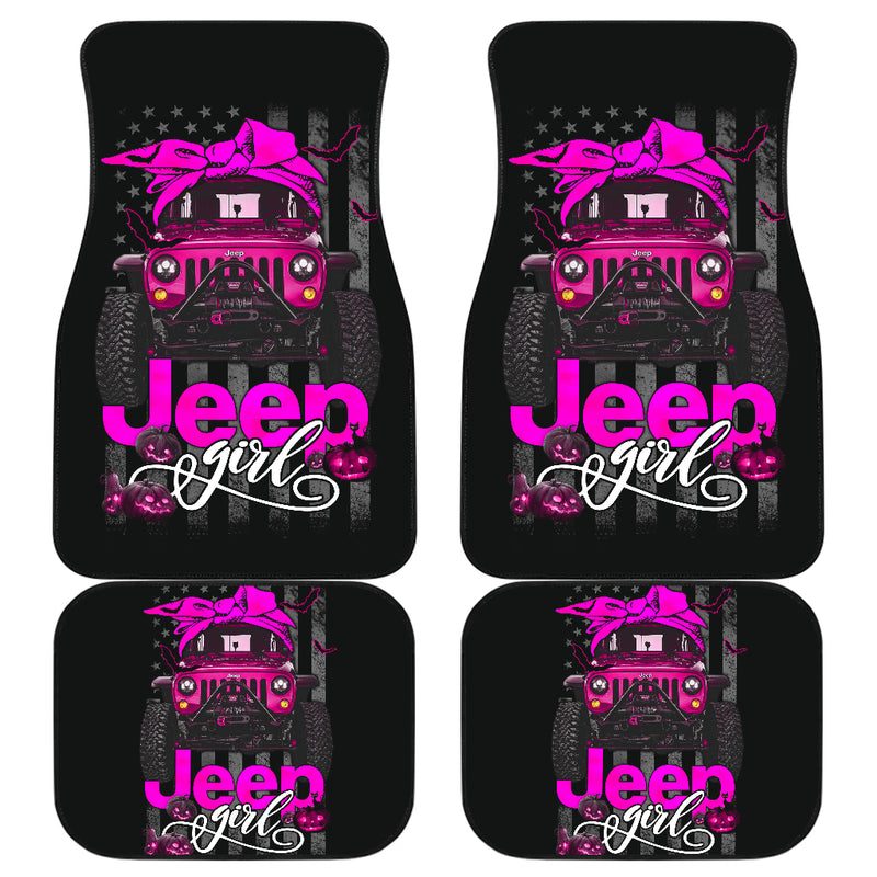 Halloween American Flag Dark Pink Jeep Girl Car Floor Mats Car Accessories Nearkii