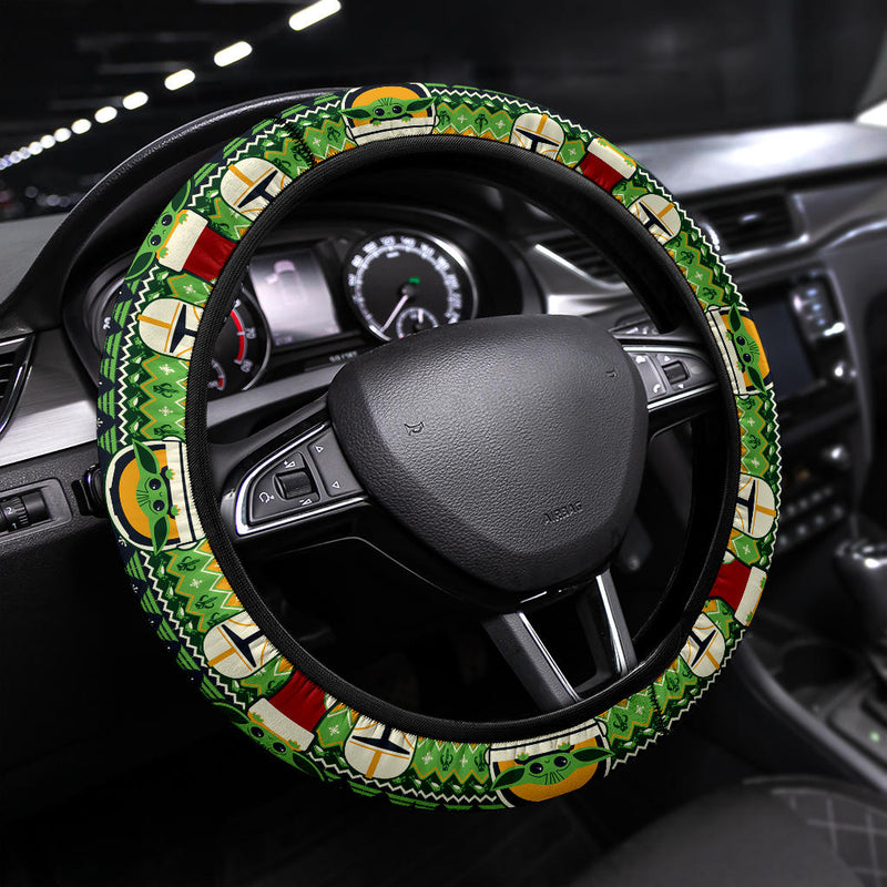 Baby Yoda Cute Christmas Premium Custom Car Steering Wheel Cover Nearkii