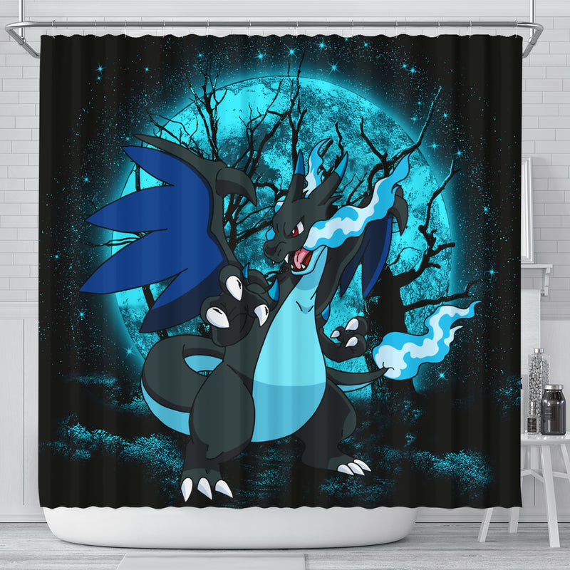 Charizard Mega X Pokemon Moonlight Shower Curtain Nearkii