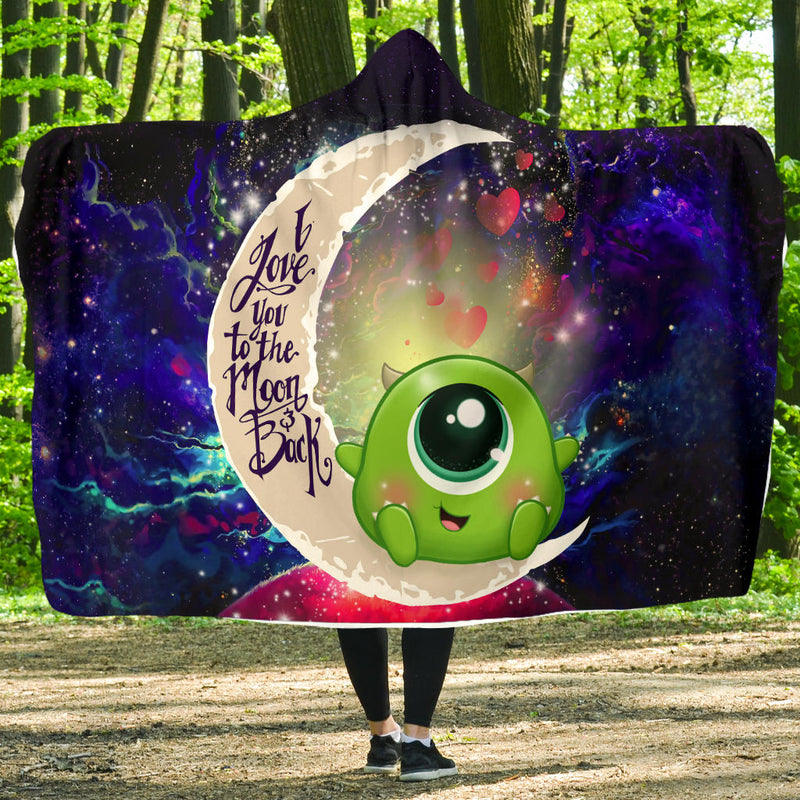 Cute Mike Monster Inc Love You To The Moon Galaxy Economy Hooded Blanket Nearkii