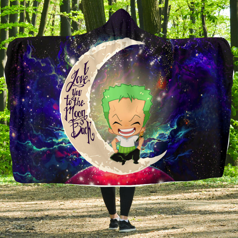 Zoro One Piece Love You To The Moon Galaxy Economy Hooded Blanket Nearkii
