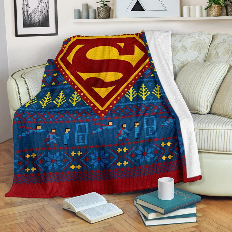 Superman Art Ugly Christmas Custom Blanket Home Decor Nearkii