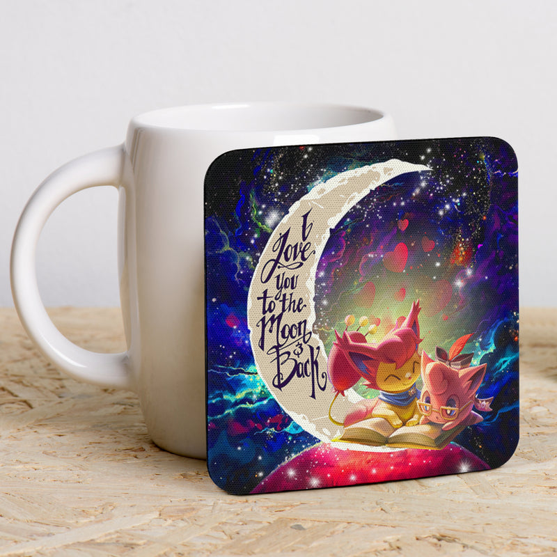 Skitty And Jigglypuff Pokemon Love You To The Moon Galaxy Square Coasters