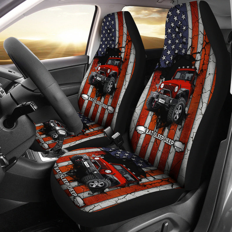 Eat Sleep Jeep Red Premium Custom Car Seat Covers Decor Protectors Nearkii