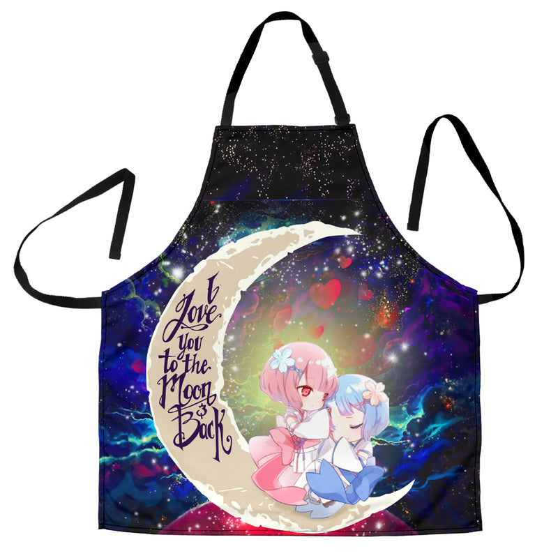 Ram And Rem Rezero Love You To The Moon Galaxy Custom Apron Best Gift For Anyone Who Loves Cooking