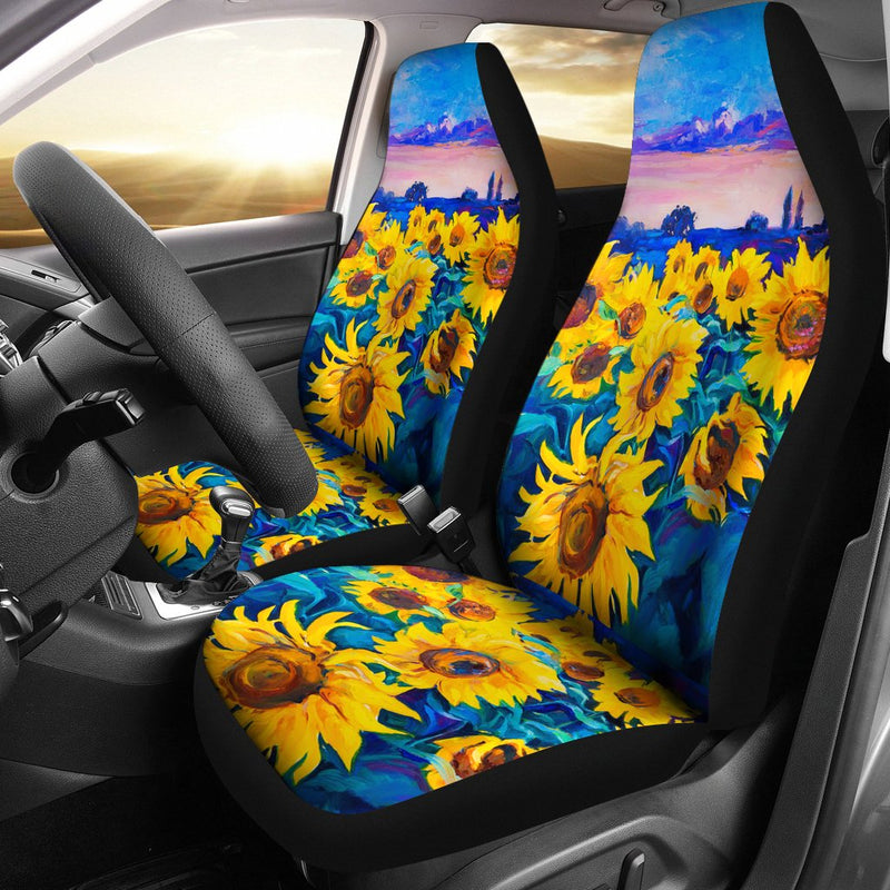 Best New Painting Sunflower Premium Custom Car Seat Covers Decor Protector Nearkii