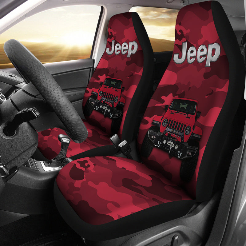 Red Jeep Camouflage Premium Custom Car Seat Covers Decor Protectors Nearkii