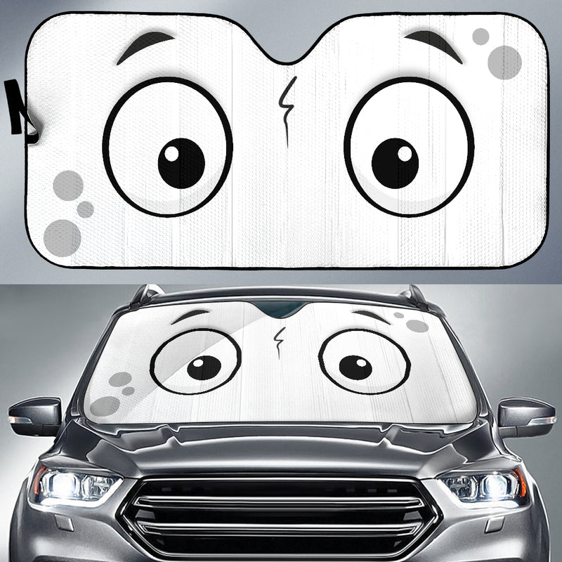 White Slight Surprised Cartoon Eyes Car Auto Sunshades Nearkii