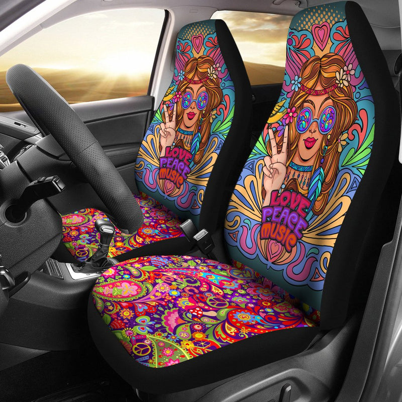 Best Hippie Girl In Psychedelic Glasses Premium Custom Car Seat Covers Decor Protector Nearkii