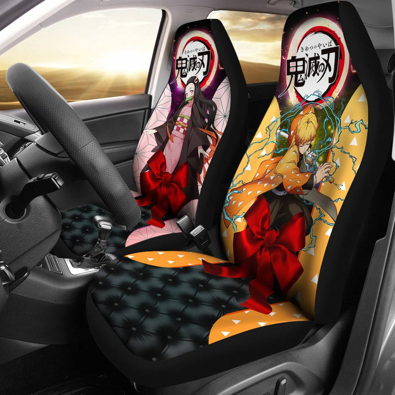 Zenitsu And Nezuko Premium Custom Car Premium Custom Car Seat Covers Decor Protectors Decor Protector Nearkii