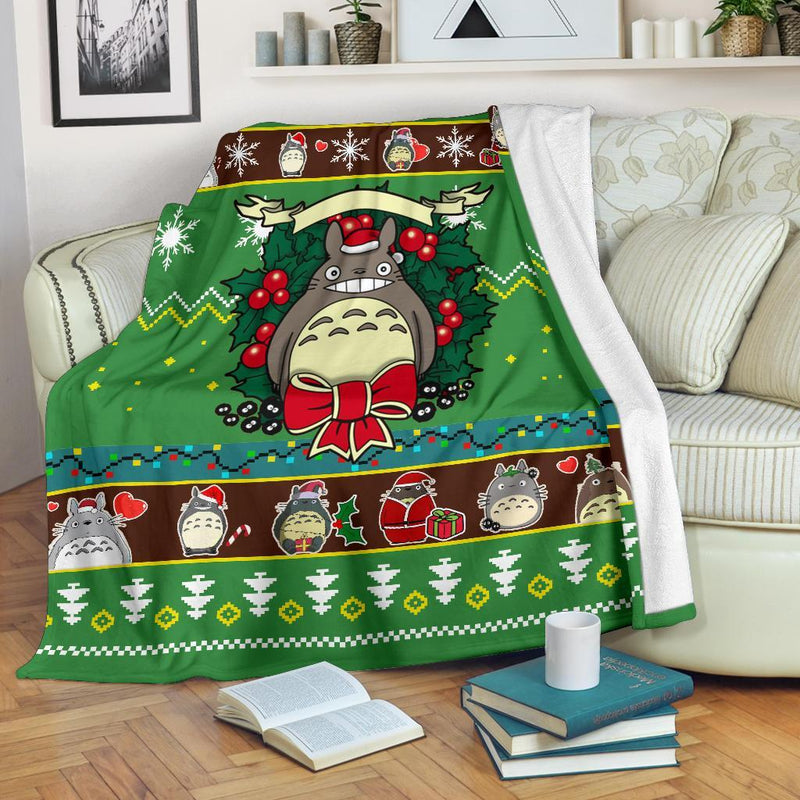 Totoro Green Christmas Christmas Blanket Amazing Gift Idea Nearkii