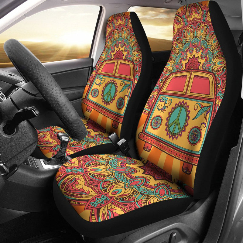 Best New Hippie Vintage Car A Mini Van Premium Custom Car Seat Covers Decor Protector Nearkii