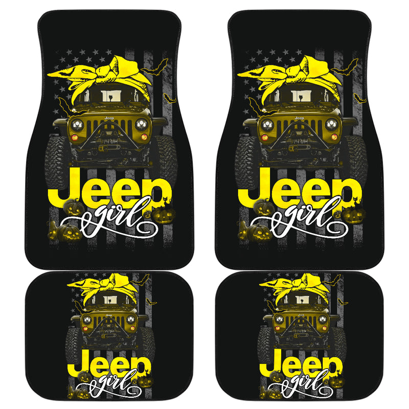 Halloween American Flag Yellow Jeep Girl Car Floor Mats Car Accessories Nearkii