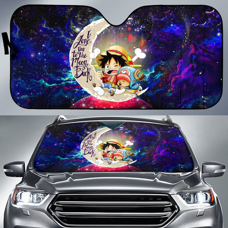 Chibi Luffy And Chopper One Piece Anime Love You To The Moon Galaxy Car Auto Sunshades Nearkii