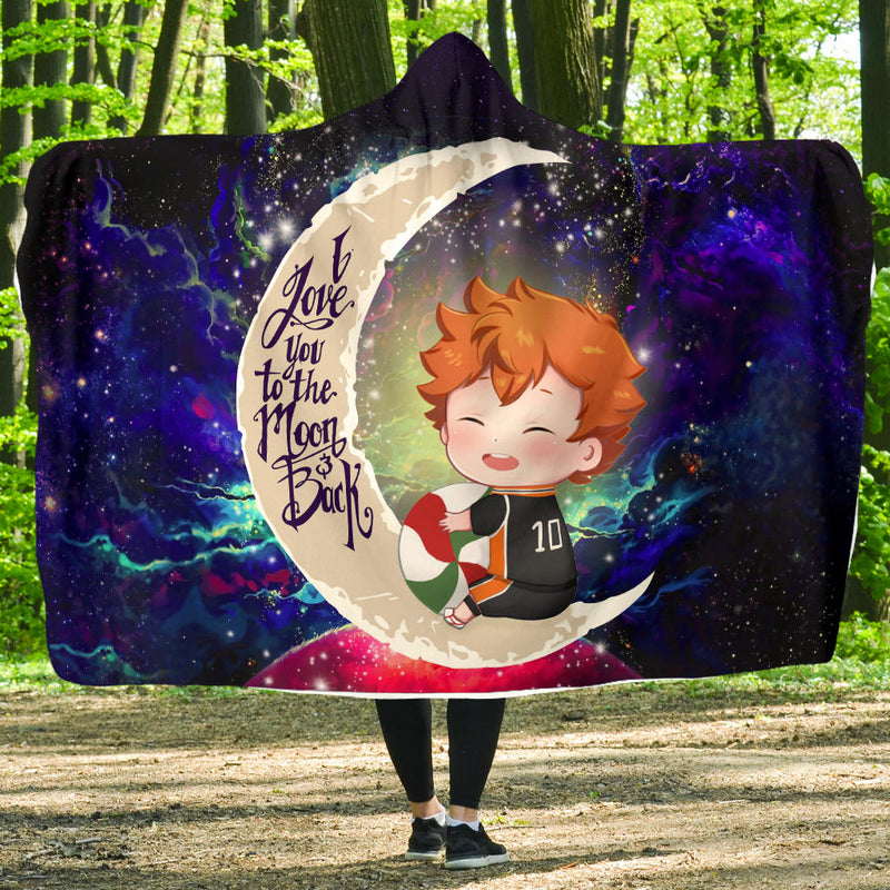 Cute Hinata Haikyuu Love You To The Moon Galaxy Economy Hooded Blanket Nearkii