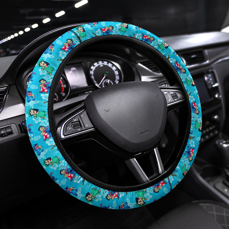 Lilo And Stitch Dance Aloha Premium Car Steering Wheel Cover Nearkii