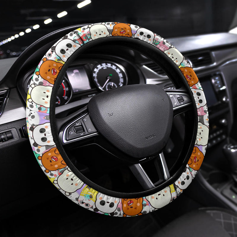 We Bare Bear Chibi Premium Car Steering Wheel Cover Nearkii