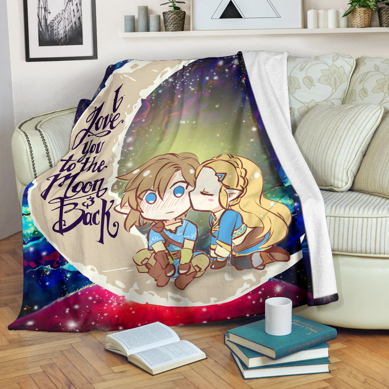 Legend Of Zelda Couple Chibi Couple Love You To The Moon Galaxy Premium Blanket Nearkii