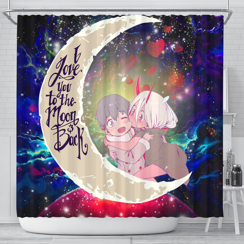 Darling In The Franxx Hiro And Zero Two Love You To The Moon Galaxy Shower Curtain Nearkii