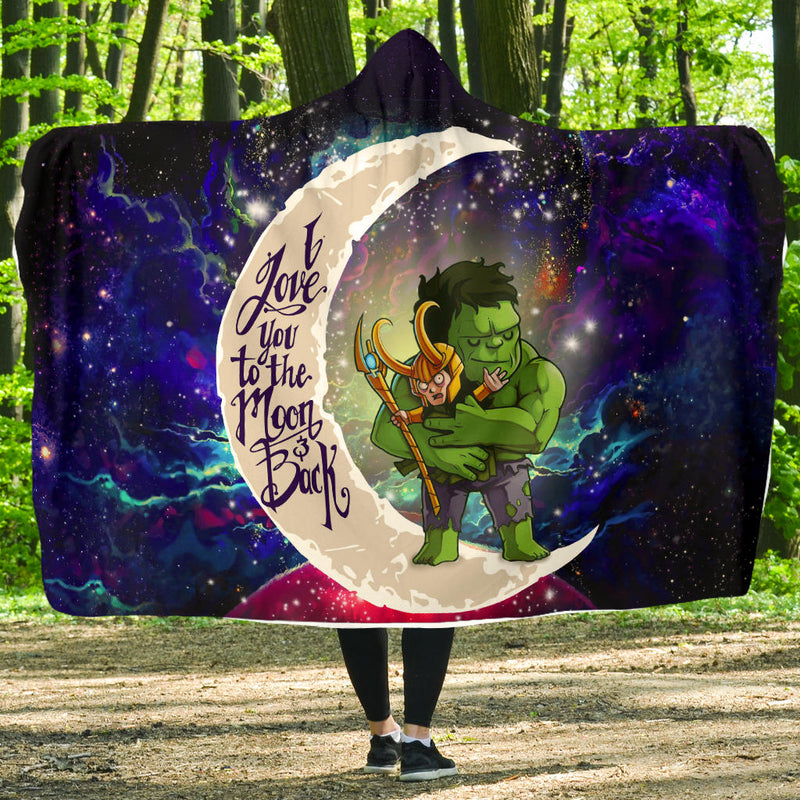 Hulk And Loki Love You To The Moon Galaxy Economy Hooded Blanket Nearkii