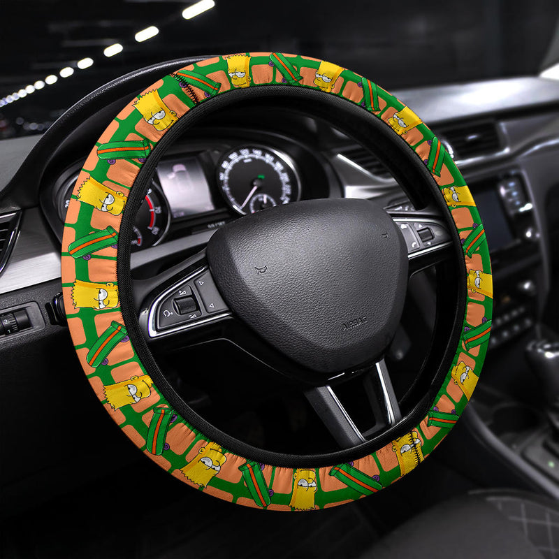 The Simpsons Bart Skateboard Premium Custom Car Steering Wheel Cover Nearkii