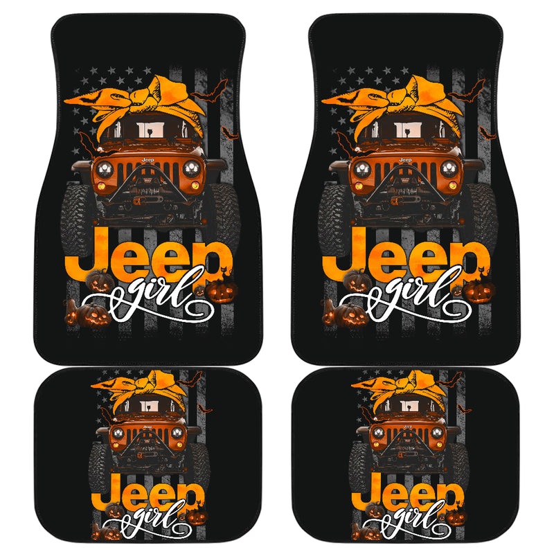 Halloween American Flag Orange Jeep Girl Car Floor Mats Car Accessories Nearkii