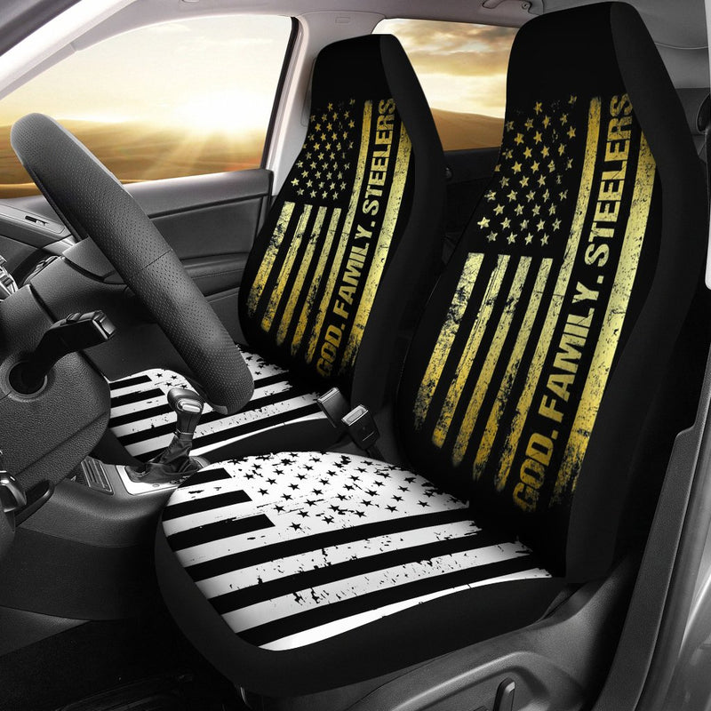 Best Veteran God Family Steelers Pro Us Flag Premium Custom Car Seat Covers Decor Protector Nearkii