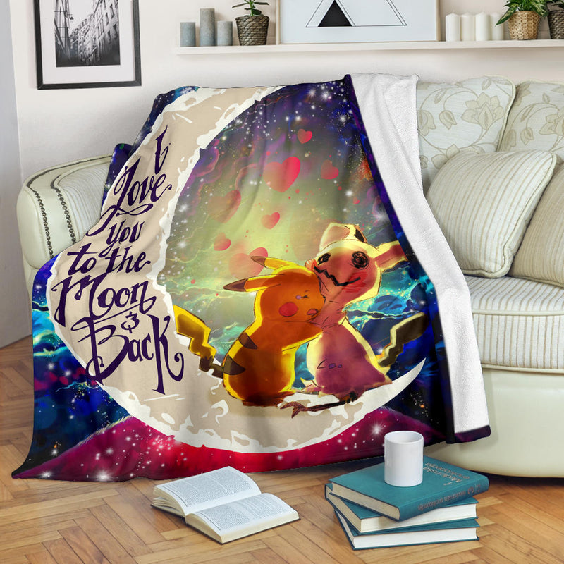 Pikachu Horro Love You To The Moon Galaxy 1 Premium Blanket Nearkii