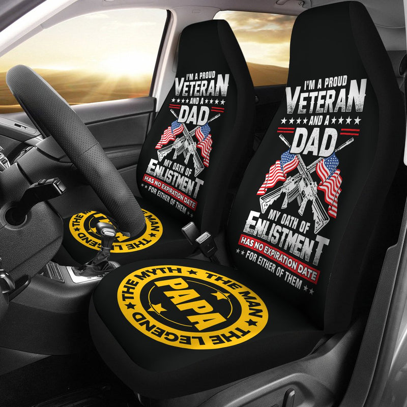 Best I'M A Proud Veteran And A Dad. Premium Custom Car Seat Covers Decor Protector Nearkii