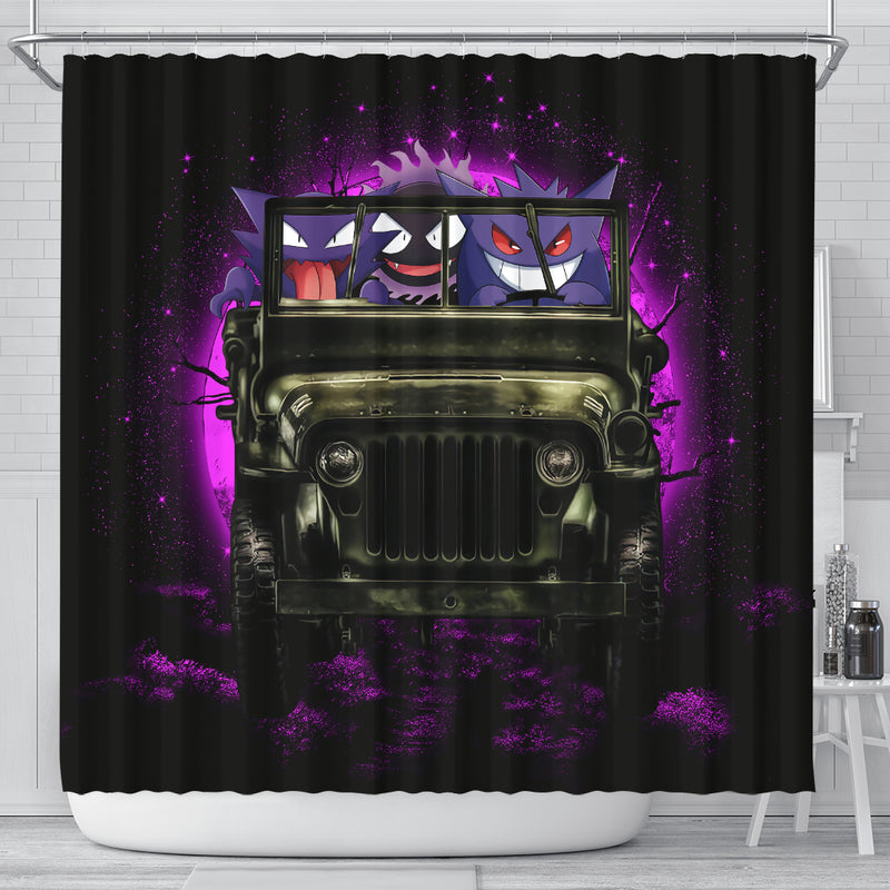 Gengar Pokemon Ghost Halloween Moonlight Jeep Funny Shower Curtain Nearkii