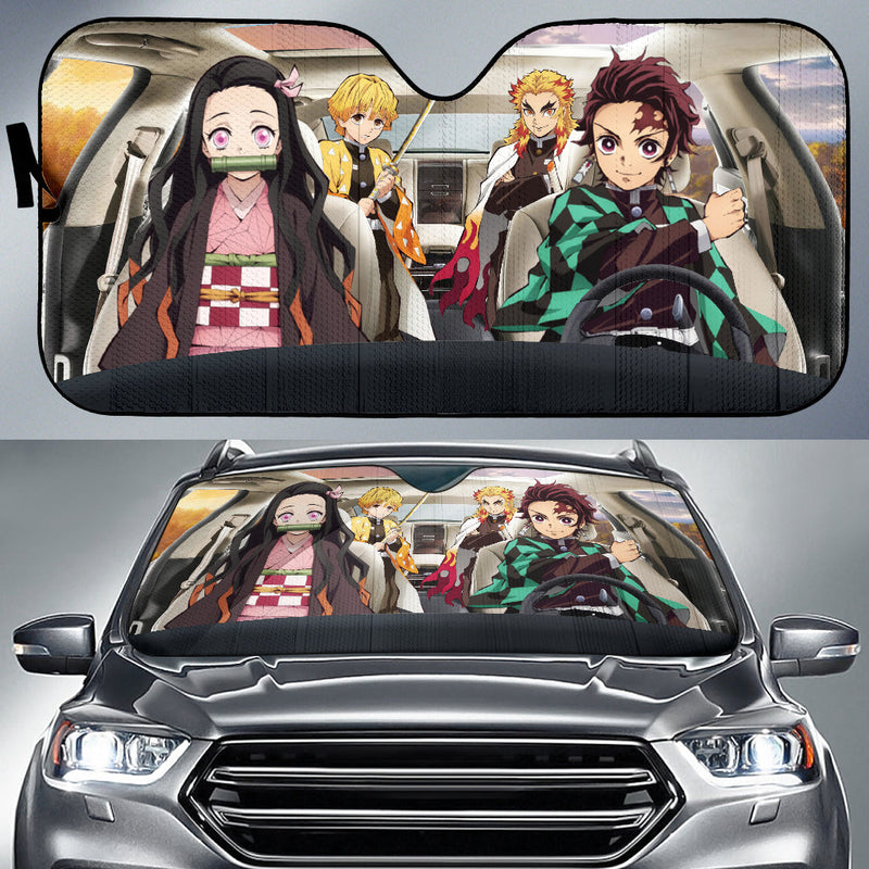 Anime Demon Slayer Team Car Auto Sun Shades Windshield Accessories Decor Gift Nearkii