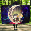 Zenitsu And Nezuko Chibi Demon Slayer Love You To The Moon Galaxy Economy Hooded Blanket Nearkii