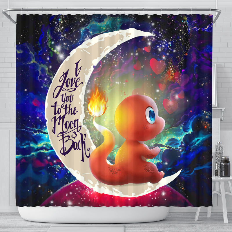Cute Charmander Pokemon Love You To The Moon Galaxy Shower Curtain Nearkii