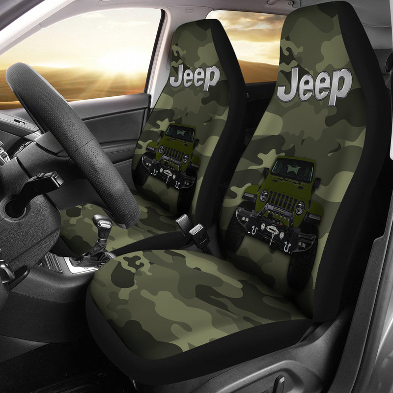 Green Jeep Camouflage Premium Custom Car Seat Covers Decor Protectors Nearkii