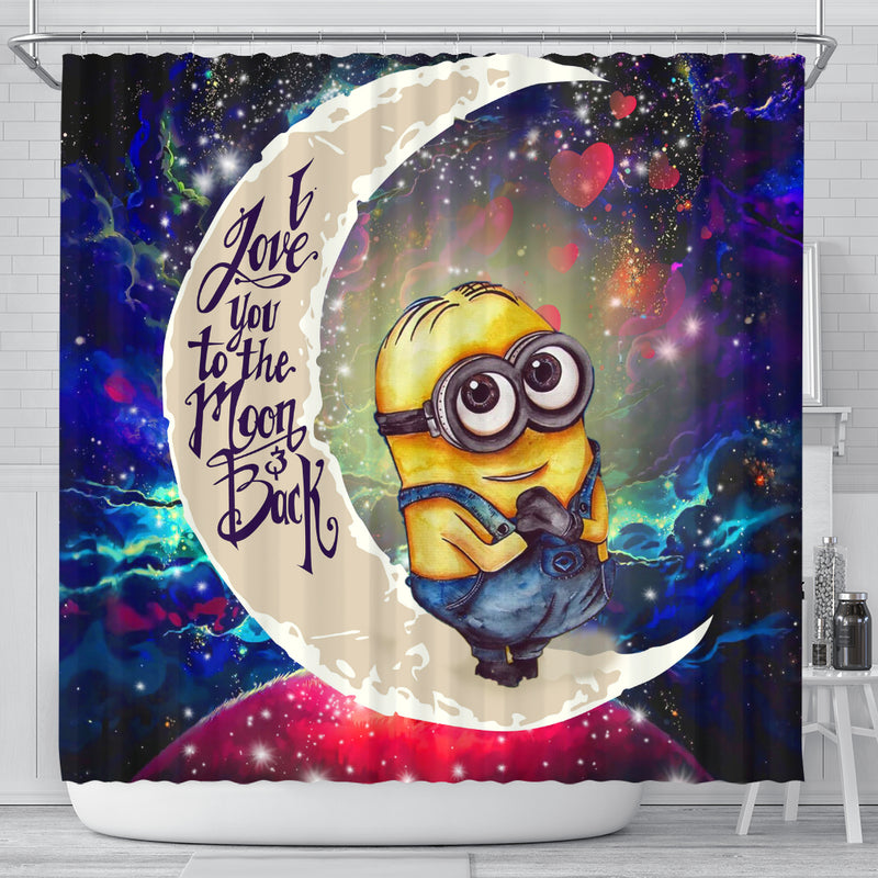 Cute Minions Despicable Me Love You To The Moon Galaxy Shower Curtain Nearkii