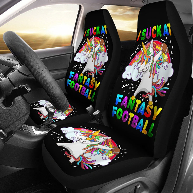 Best I Suck At Fantasy Football Dabbing Unicorn Premium Custom Car Seat Covers Decor Protector Nearkii