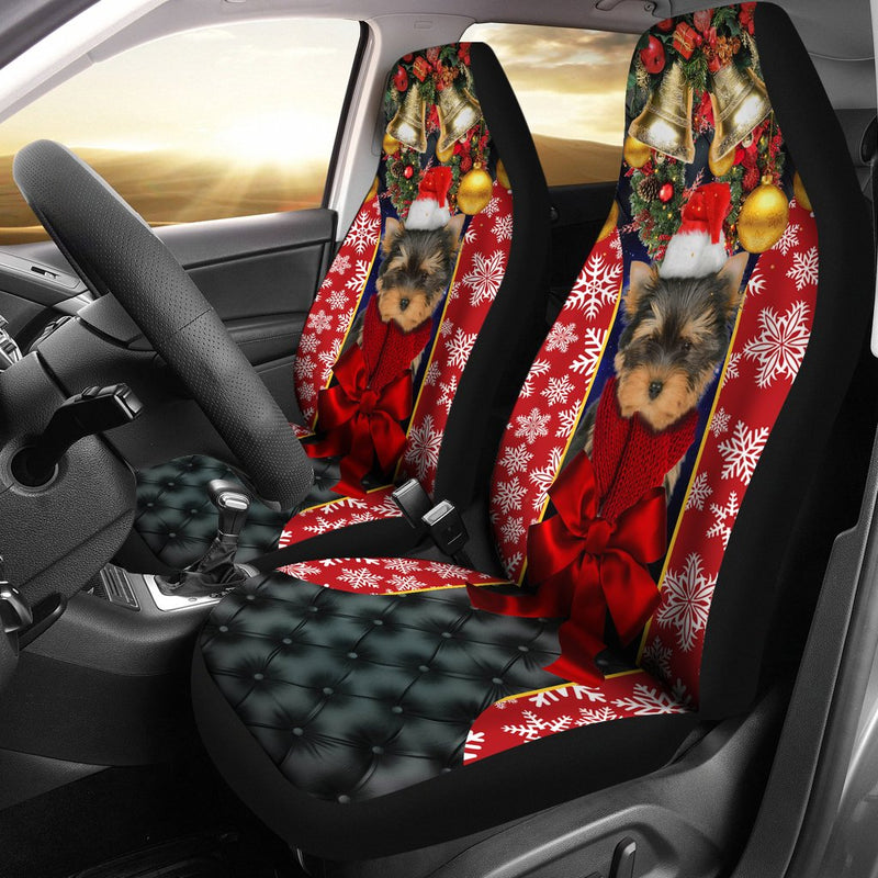 Yorkshire Terrier Puppy Santa Claus Premium Custom Car Premium Custom Car Seat Covers Decor Protectors Decor Protector Nearkii
