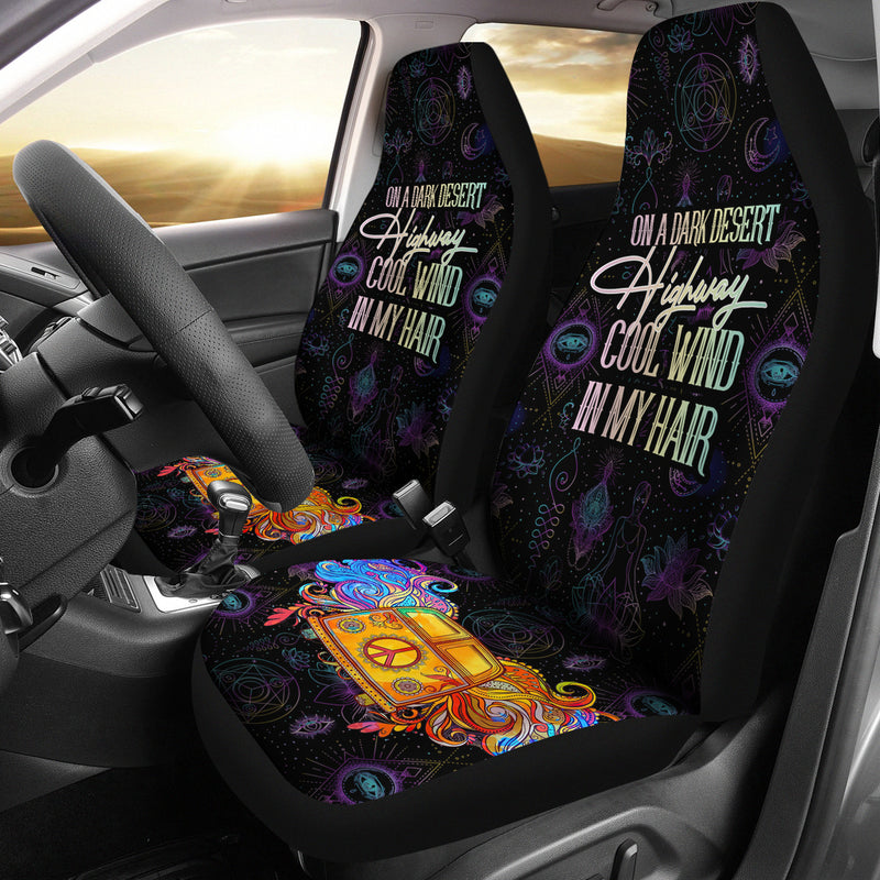 On A Dark Desert Hippie Van Premium Custom Car Seat Covers Decor Protectors Nearkii