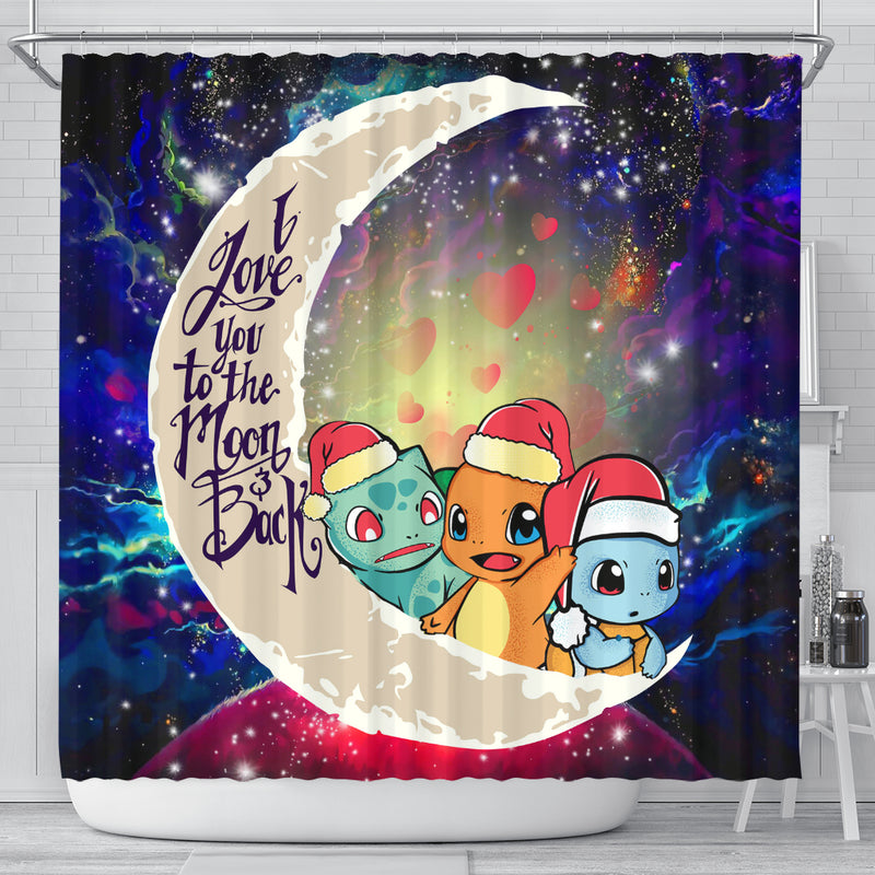 Pokemon Friends Gen 1 Love You To The Moon Galaxy Shower Curtain Nearkii