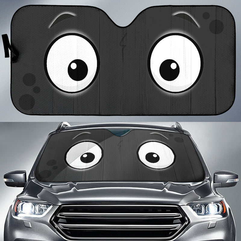 Black Slight Surprised Cartoon Eyes Car Auto Sunshades Nearkii