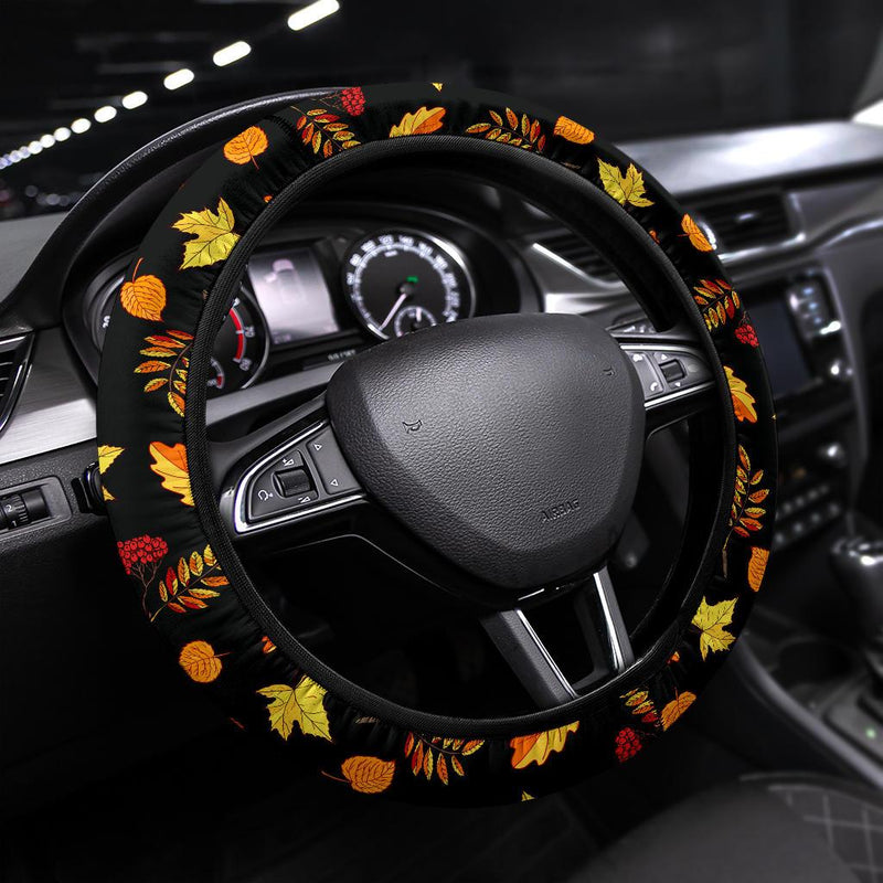 Autumn Leaves Pattern Premium Car Steering Wheel Cover Nearkii
