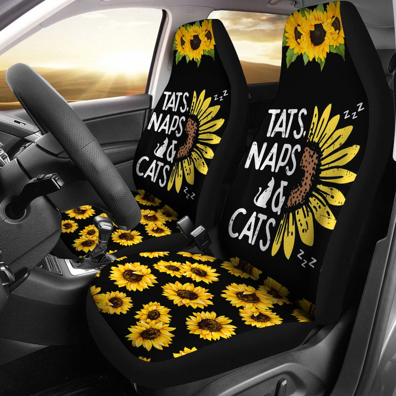 Best Tats Naps And Cats Sunflower Seat Covers Car Decor Car Protector Nearkii