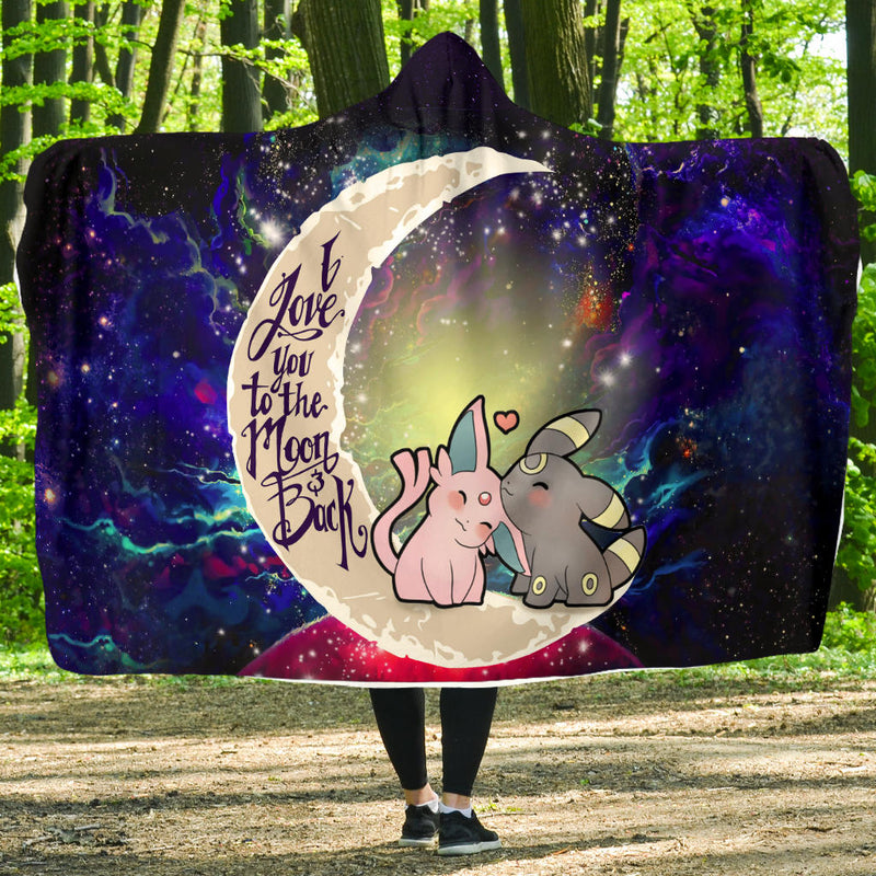 Pokemon Espeon Umbreon Love You To The Moon Galaxy Economy Hooded Blanket Nearkii