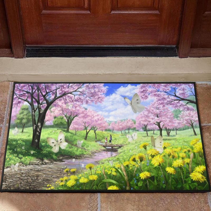 Anime Landscape Butterfly Doormat Nearkii