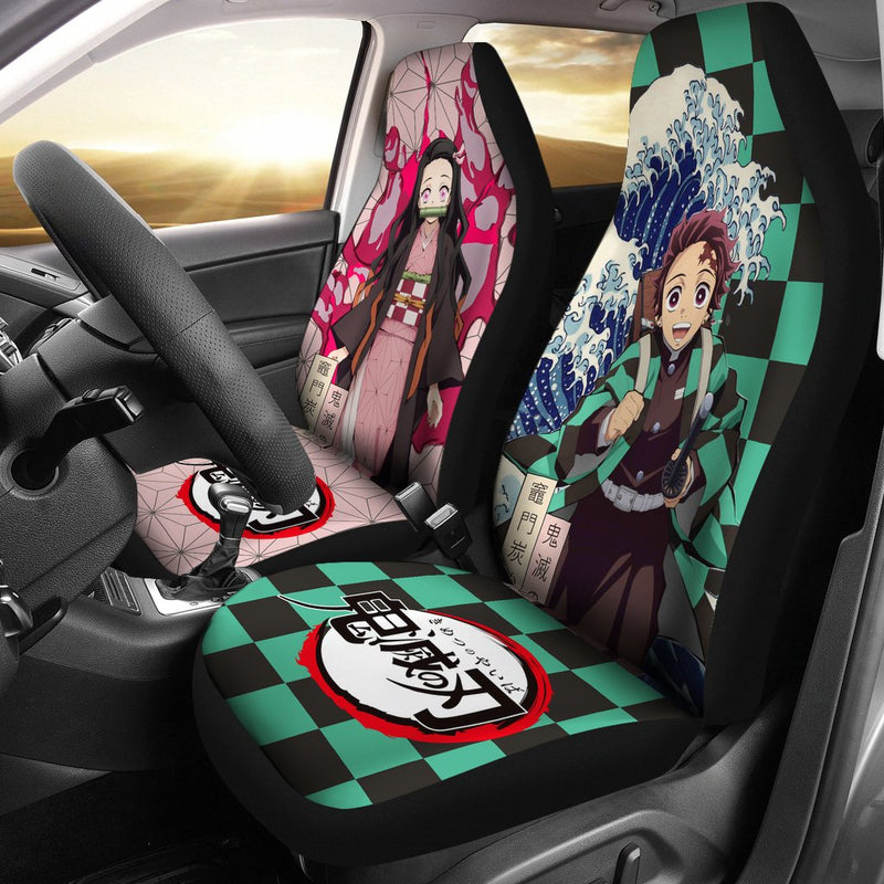 Tanjiro x Nezuko Car Premium Custom Car Seat Covers Decor Protectors Custom Anime Demon Slayer Car Nearkii
